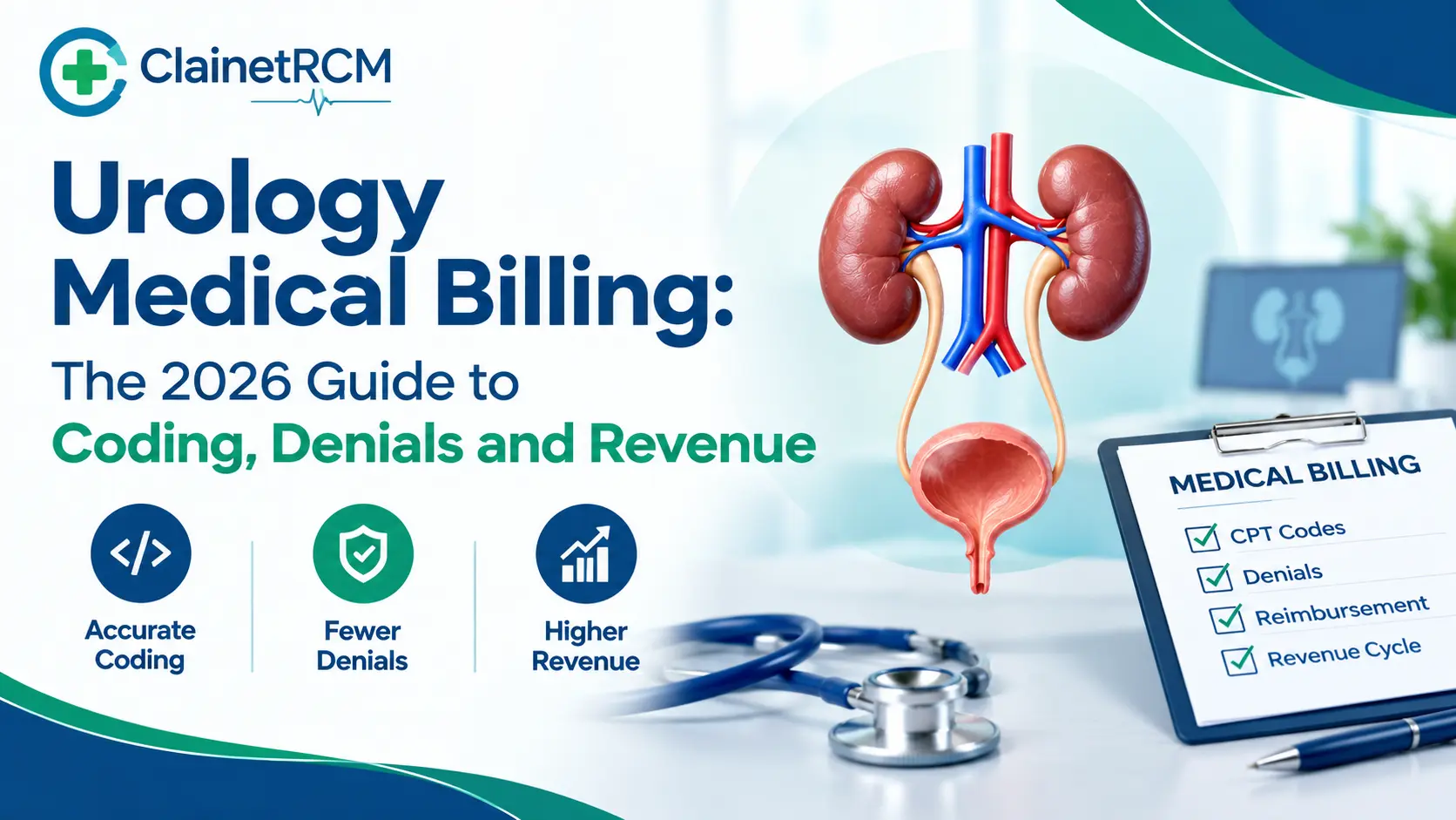 Urology medical billing guide covering CPT and ICD-10 coding, the 2026 prostate biopsy code change, modifier 25 vs 57 and denial prevention